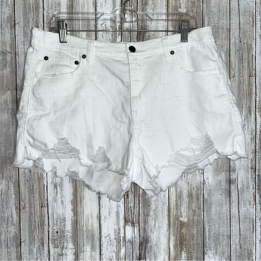Aerie White Distressed Shorts